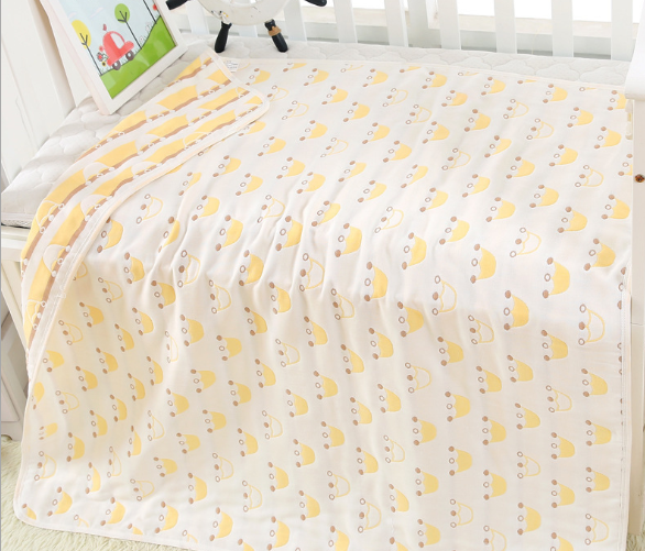 Pure Cotton 6-Layer Baby Bath Towel Blanket, 110cm